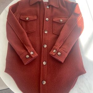 Rust Button-Up Shirt Jacket